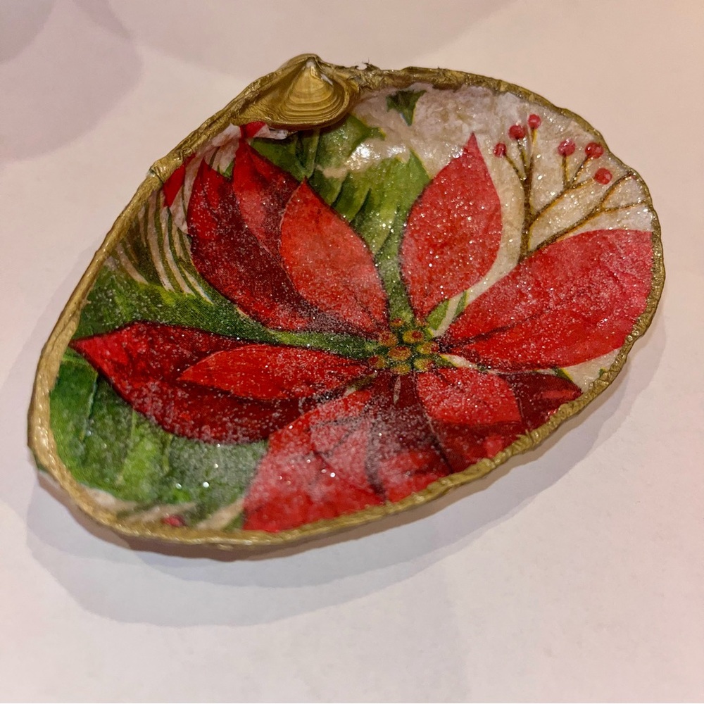 Shell Jewelry with Red Poinsettia Design